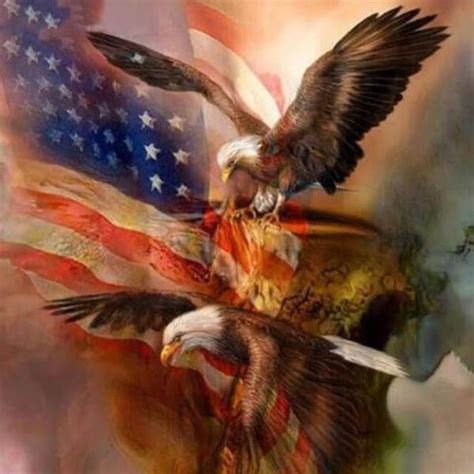 Eagles Flying And Us Flag Diy Diamond Painting Eagle Pictures