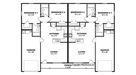 Duplex Plan With Garage J0408 14d Plansource Inc Income Property
