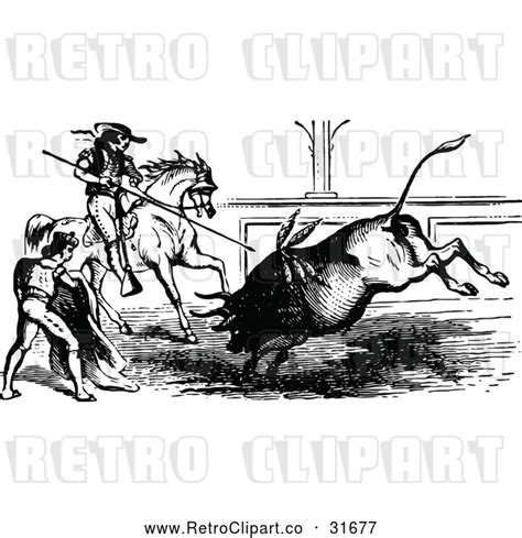 Vector Clip Art Of Retro Matador And Spearman In A Bull Fight By Prawny Vintage 31677