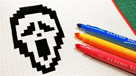 Halloween Pixel Art How To Draw Scream Mask Pixelart Youtube