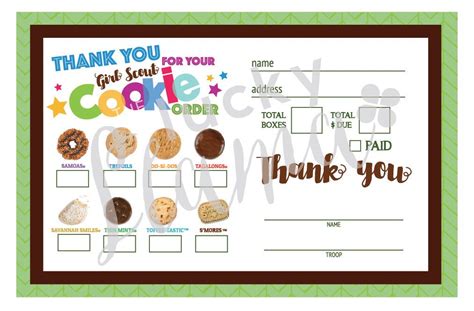 Lbb Girl Scout Cookie Thank Youorder Formreceipt All 9 Cookies