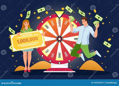 Couple Win Jackpot In Lottery Vector Flat Cartoon Illustration Lucky