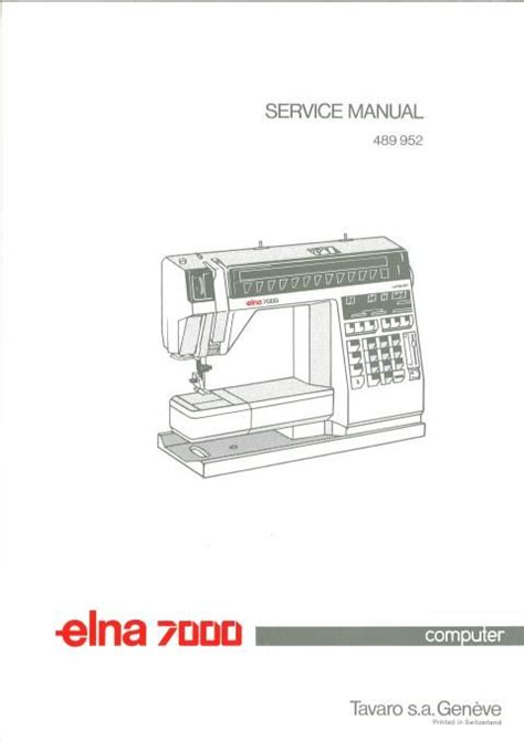 Elna 7000 Sewing Machine Service Parts Diagrams Manual Sewing Machine
