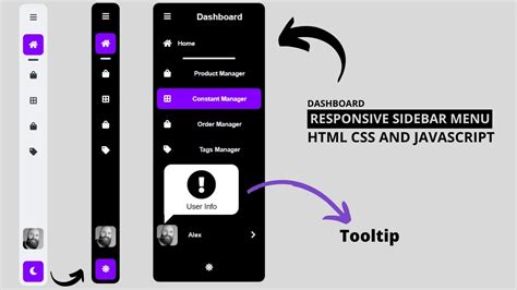 Responsive Sidebar Navigation Menu In HTML CSS And JavaScript Dashboard Sidebar Menu YouTube
