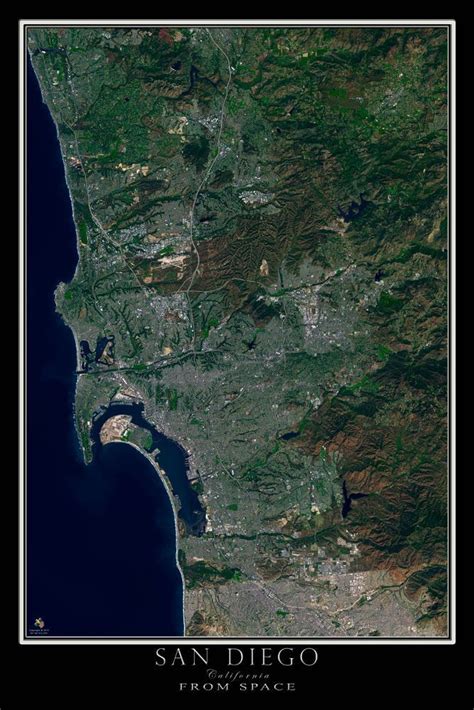 The San Diego California Satellite Poster Map San Diego California