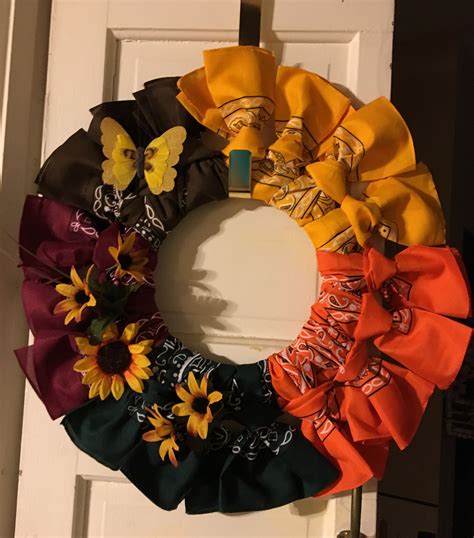 This Is The 12 Fall Bandana Wreath With Flowers An A Butterfly Fall