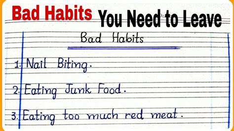 Bad Habits 10 Lines Essay In English Writing Ll Bad Habits Ll Short Essay On Bad Habits In
