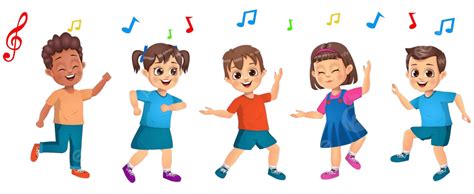 Cute Kids Dancing To Music Together Play Young Childhood Vector Play