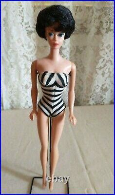 Vintage Raven Brunette Bubblecut Barbie Doll B W Swimsuit Box Vintage Japan Doll