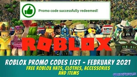 Roblox Promo Codes List 2023 Free Roblox Hats Clothes Accessories