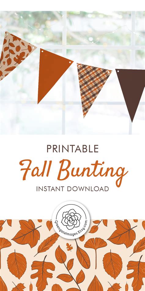 Fall Bunting Printable Banner With Mixed Prints In Orange Etsy Fall