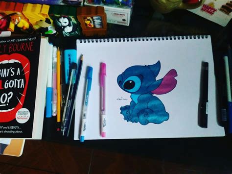 I Tried To Draw Stitch Using Glittery Gel Pen Drawings Gel Pens Stitch