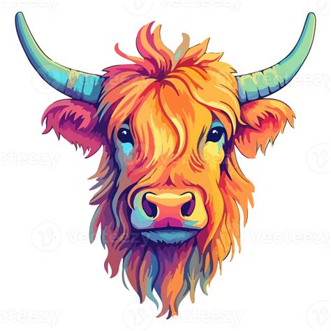 Highland Cow Modern Pop Art Style Colorful Highland Cow Illustration
