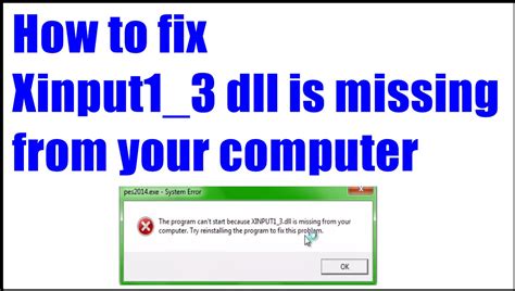 In addition, there is another dll files fixer. Fix Xinput1_3 dll is missing from your computer - YouTube