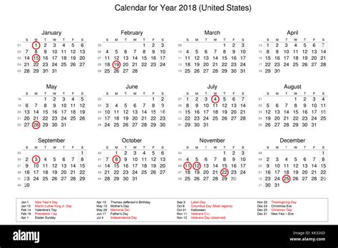 Calendar Of Year 2018 With Public Holidays And Bank Holidays For United