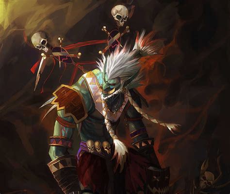 Hd Wallpaper World Of Warcraft Artwork Skulls Troll Shaman Games