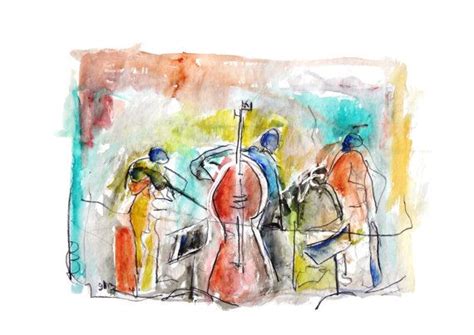 Classical music art modern fine art watercolor by SeferArt on Etsy, $81