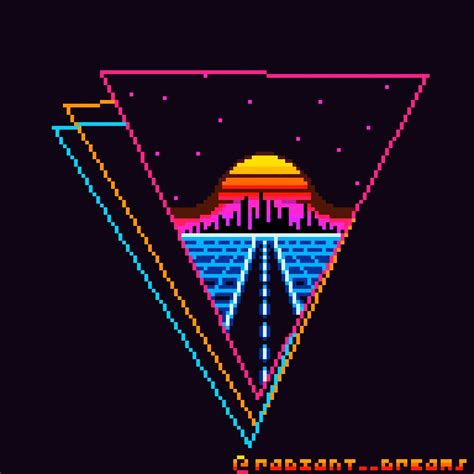 Synthwave Triangles And Landscapes Rpixelart