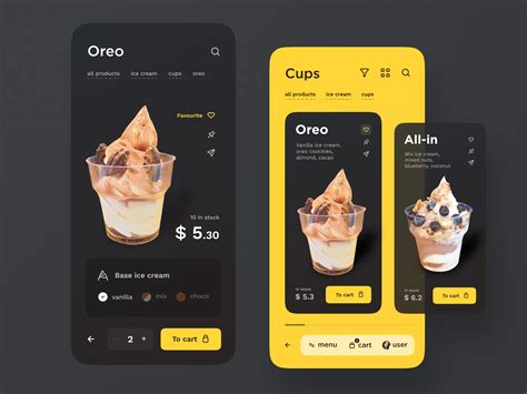 True Ice Cream - Shop | Mobile app design inspiration, App interface design, Interface design