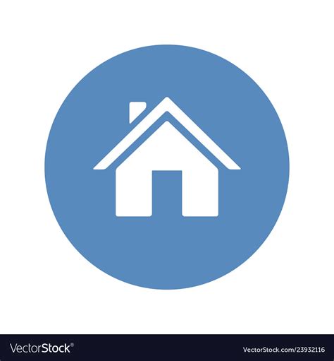 Home Symbol Placed In Blue Circle Royalty Free Vector Image