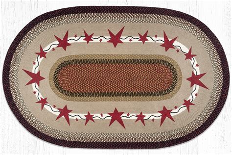 Op 019 Primitive Stars Burgundy Oval Rug The Braided Rug Place
