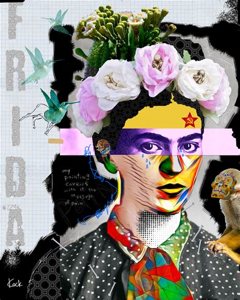 Frida Kahlo Pop Art Collage Collage Portrait Celebrity Art Portraits