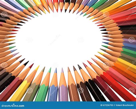 Frame Of Colored Pencils In Circle Shape Stock Illustration