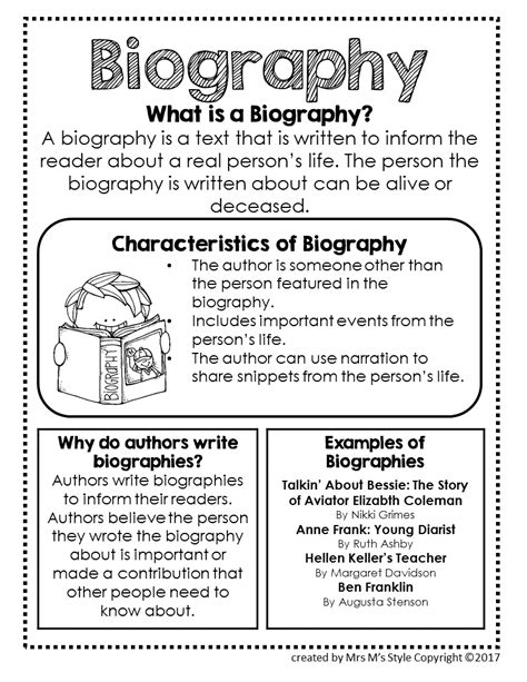 Biography Genre Anchor Chart Anchor Charts Reading Lessons Reading