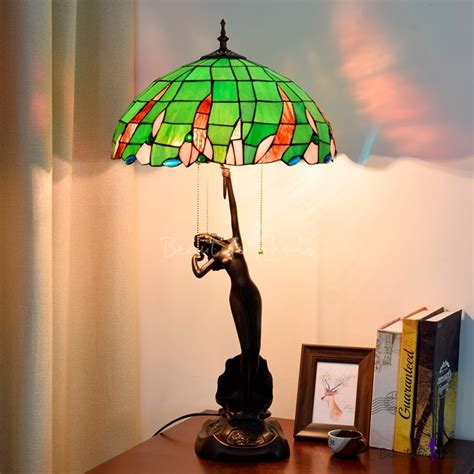 Resin Naked Woman Nightstand Lamp Tiffany Bulbs Coffee Pull Chain Table Lighting With Bowl