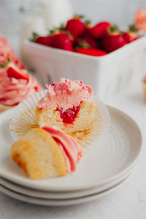 Strawberry Filled Cupcakes Recipe By Alpine Ella