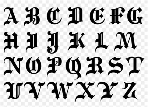 An Old Fashioned Gothic Alphabet With Black Letters