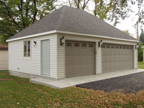 Example Of 2 Car Detached Garage With Hip Roof Garage Door Design