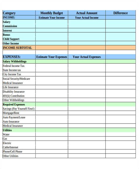 Monthly Expense Report Template Excel