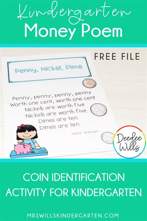 Kindergarten Money Poem For Coin Identification Free File