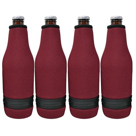 Tahoebay 4 Beer Bottle Sleeves Easy On Bottom Zipper Extra Thick