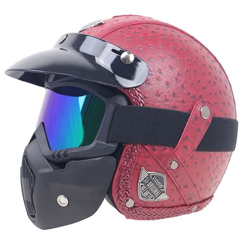 Retro Windproof And Sandproof 34 Motorcycle Bike Full Face Helmet Pu