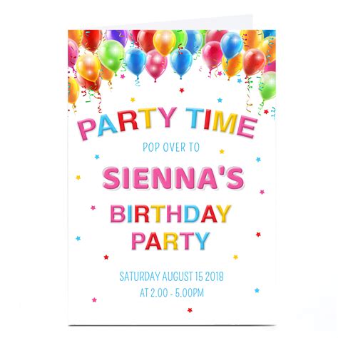 Buy Personalised Birthday Party Invitation Balloons For Gbp 179 499