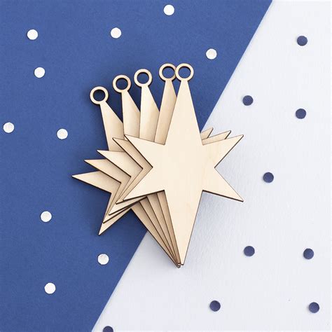 Wooden Christmas Star Craft Blank Decorations Artcuts