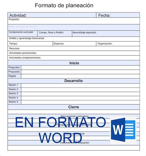 Formato de planeación Gratis en Word I Material Educativo Formatos de