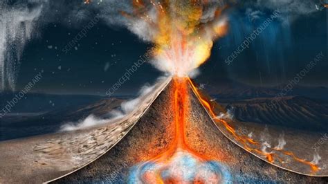 Volcanic Eruption Cutaway Animation Stock Video Clip K0082392