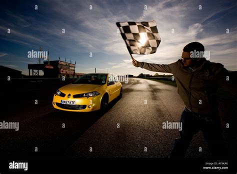 Renault Megane R26 Yellow Thruxton Race Track 2008 Stock Photo Alamy