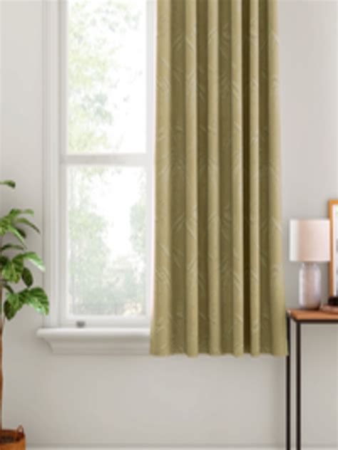 Buy Aura Olive Green Floral Patterned Window Curtain Curtains And
