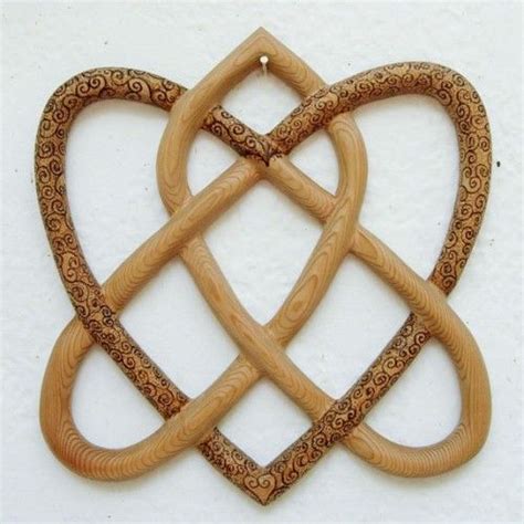 Wood Burned Irish Love Knot Eternal Love Celtic Knot Two Heart Shapes