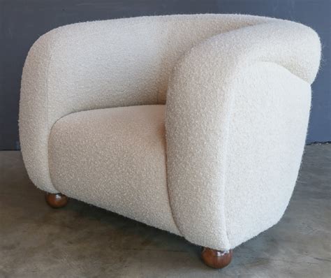 Custom Barrel Lounge Chair in Ivory Boucle - Adesso Imports