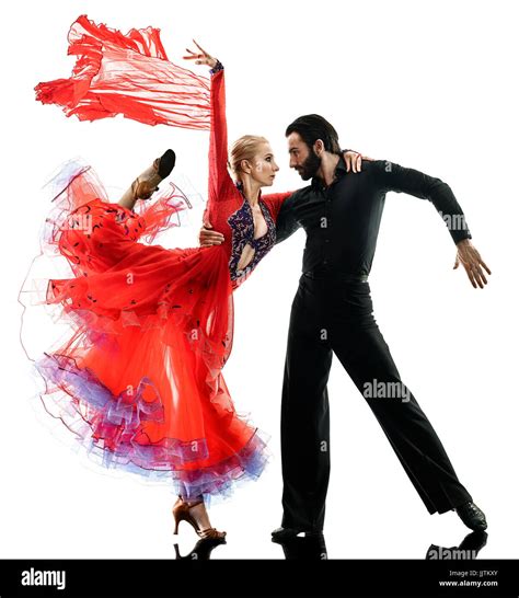 One Caucasian Man And Woman Couple Ballroom Tango Salsa Dancer Dancing