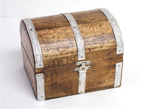 Large Wood Treasure Chest Box - Nautical or Pirate Themed Decor ...