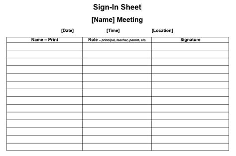 9 Free Sample Conference Sign In Sheet Templates Printable Samples