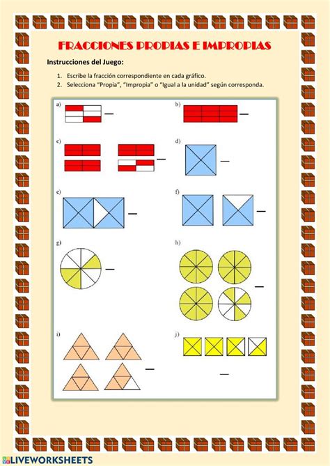 Fracciones Propias Impropias Y Aparentes Ficha Interactiva Enola Psp