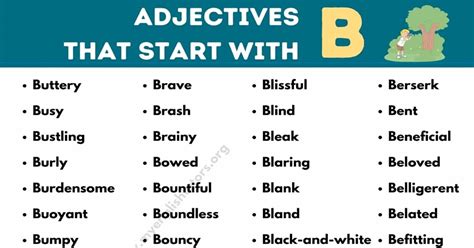 Positive Adjectives That Start With B Personality Traits Beginning With