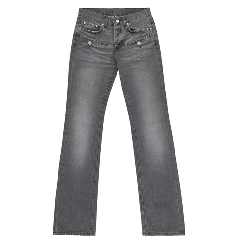 Helmut Lang 2004 Faded Black Denim Low Waist Boot Cut 7 Pocket Jeans